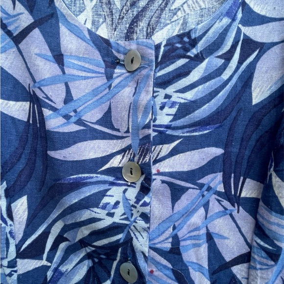 Vintage 90's Tropical Retro Boho Coastal Earthy Button Down Linen Blend Dress - Picture 6 of 12